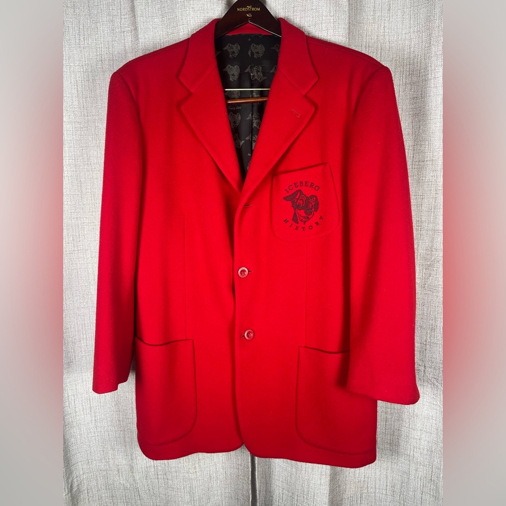 ICEBERG HISTORY Wool Cashmere Blazer Disney Men's 56 Red VTG 90s